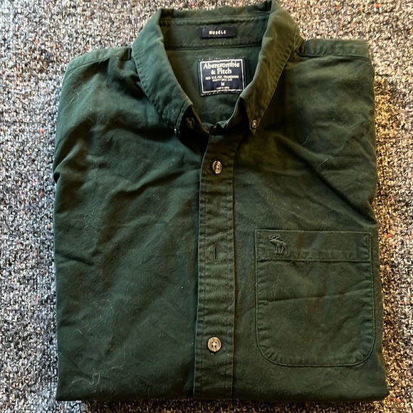 Abercrombie & Fitch Hunter Green Muscle Fit Oxford Medium - Picture 1 of 3